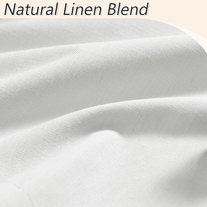 Guken White 100% Blackout Linen Curtains 42 Inch Wide by 72 Inch 2 Panels Set - Image 4