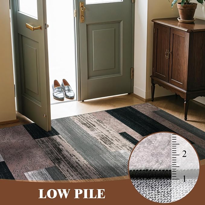 LIANLAM 3x5 Washable Area Rugs for Living Room and Bedroom, Vintage Checkered - Image 8