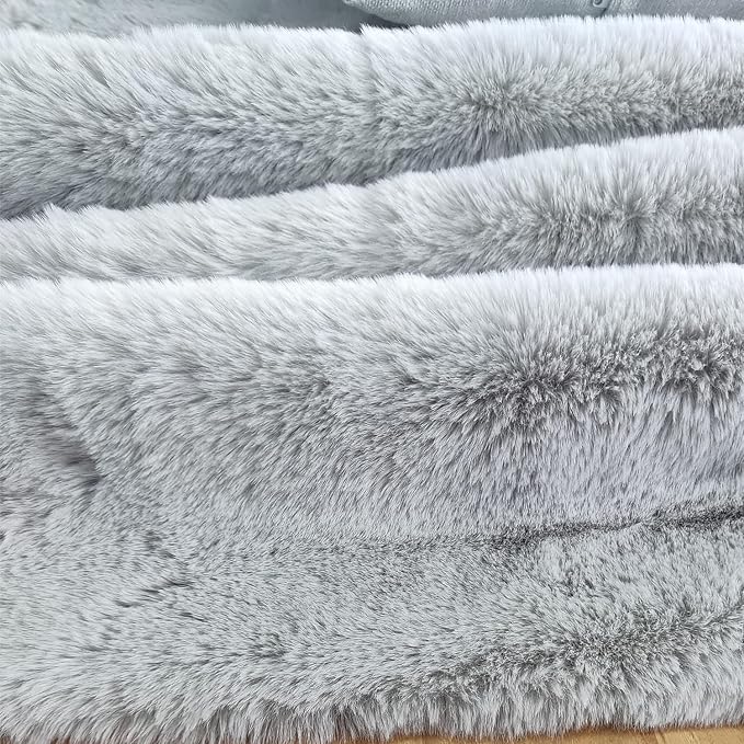 Ghouse Soft Faux Sheepskin Fur Rug 4x6 Grey Fluffy Bedside Rugs Plush Rug Shag - Image 5