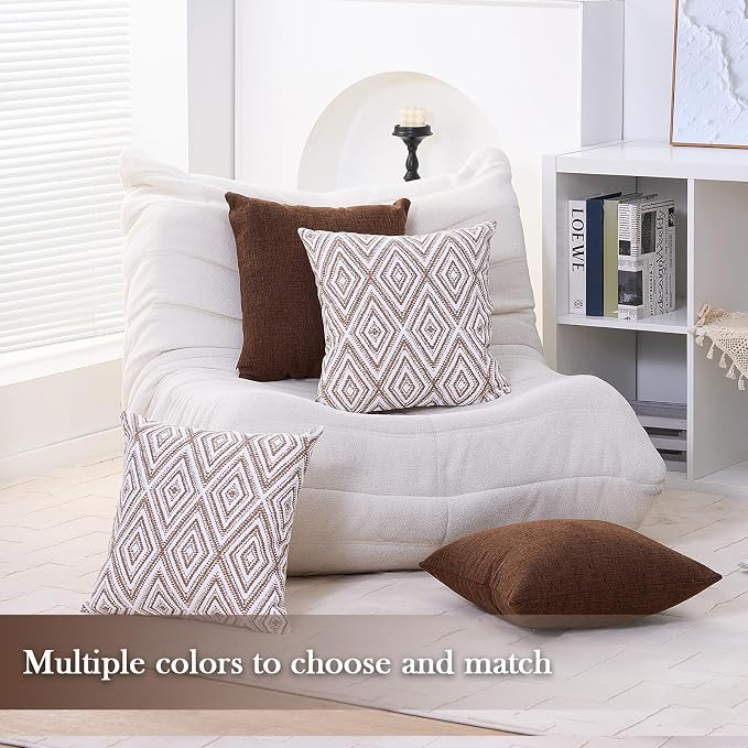 HPUK Decorative Throw Pillow Covers Set of 4 Geometric Design Linen Cushion - Image 6