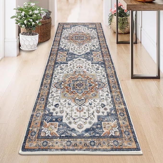 HEBE Hallway Runner Rug 2'x6' Washable Vintage Distressed Area Rugs Non Slip - Image 8