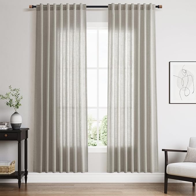 Silver Grey Linen Curtains 72 Inch Length by Nanspring