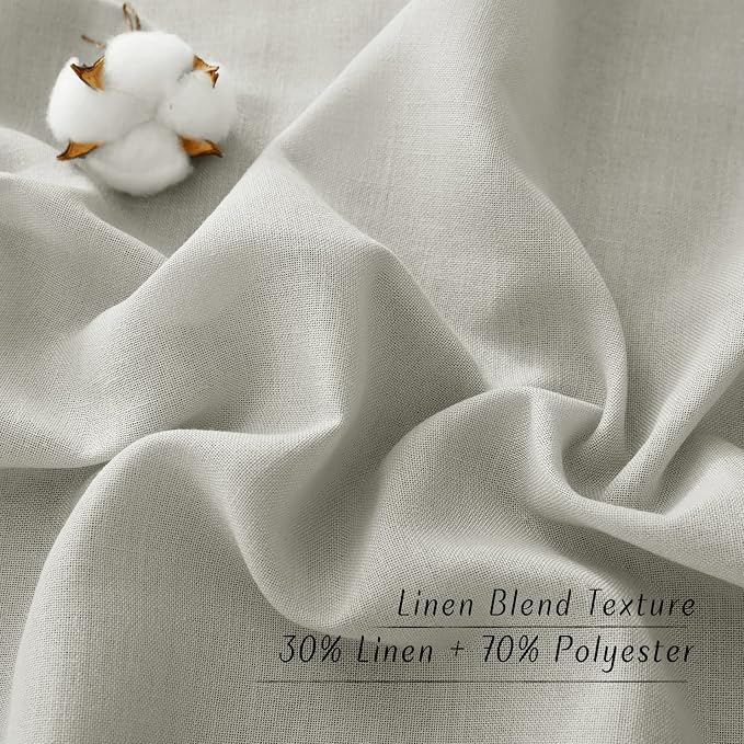 NICETOWN Linen Gray Curtains for Windows, Grommet Top Thick Flax Semi Sheer - Image 4