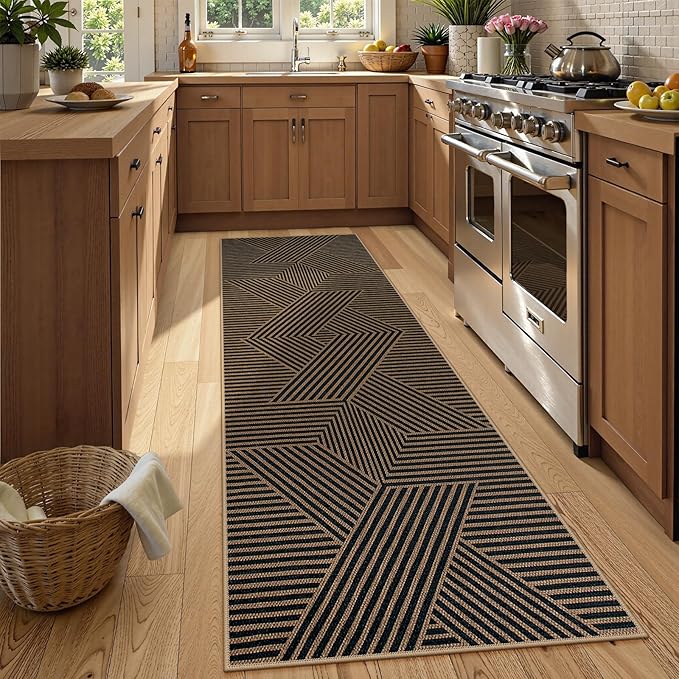 Lahome Enfys Modern Geometric Runner Rug, 2x8 Washable Rug Runners - Image 2