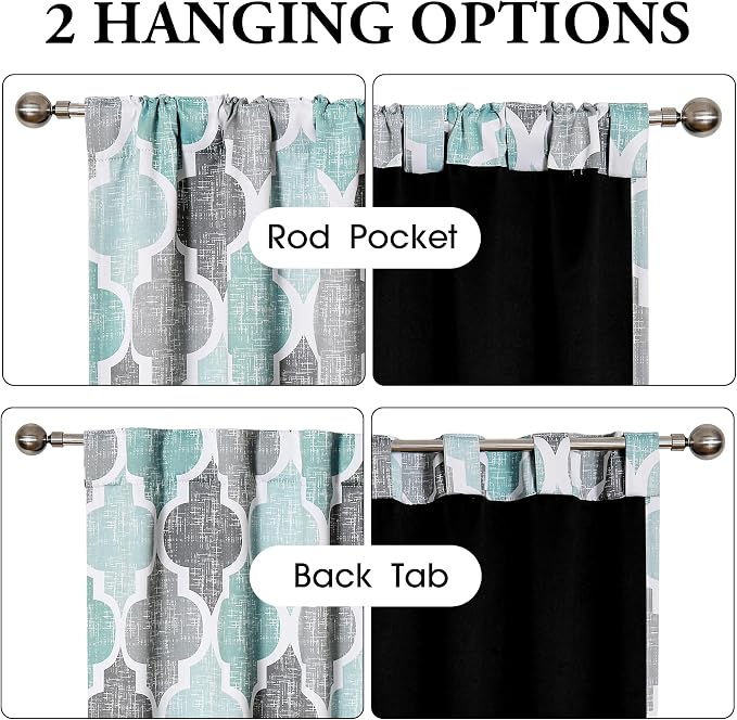 Beauoop 100% Blackout Curtains 63 Inches Long 2 Panels - Image 2