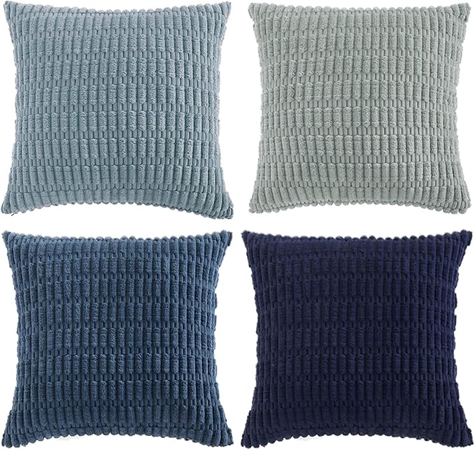 Fancy Homi Set of 4 Blue Decorative Throw Pillow Covers 12x12 Inch - Image 9