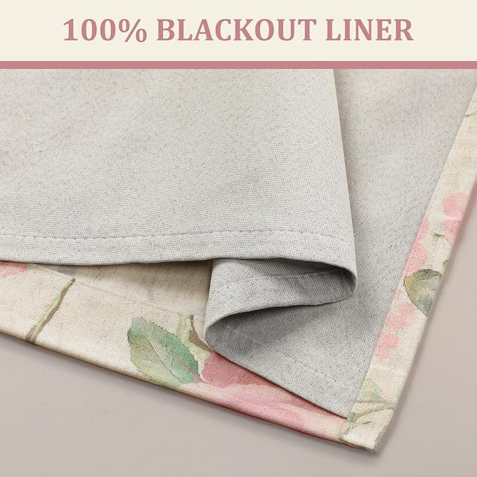 Vintage Floral Blackout Curtains 84 Inch, 2 Panels Spring Linen Texture - Image 7