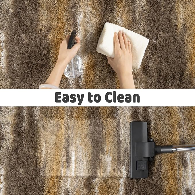Soft Runner Rugs for Bedroom Hallways, 2x4 Abstract Brown Fluffy Shag Throw - Image 7