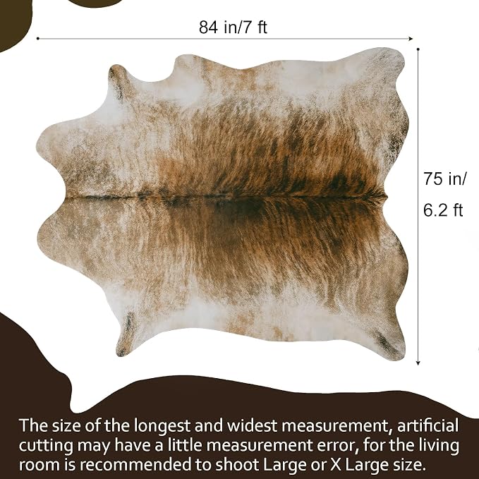 AROGAN Western Decor Faux Fur Cowhide Rug, 7 x 6.2 Feet Premium Animal Skin Cow - Image 2