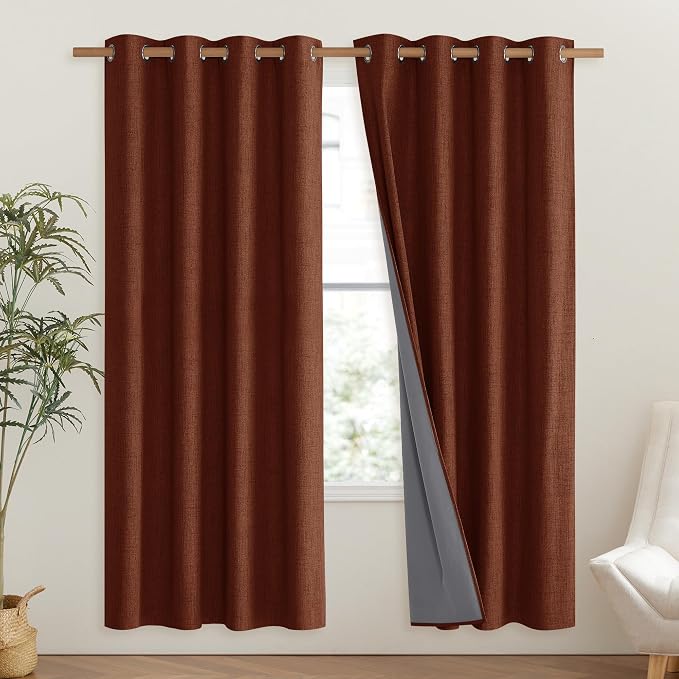 NICETOWN 100% Absolutely Blackout Linen Curtains - Image 2