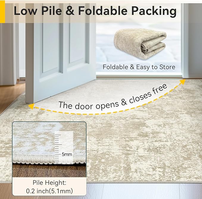 Washable Area Rugs 6'x9' Non-Slip Modern Abstract Soft - Image 7
