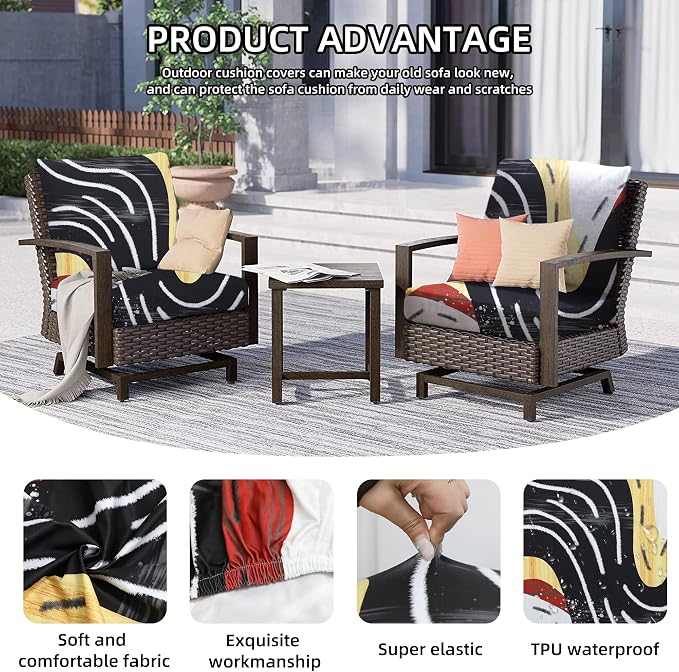 8Pcs Outdoor Cushion Covers, Patio Cushion Covers, Stretch Elastic Slipcovers - Image 3