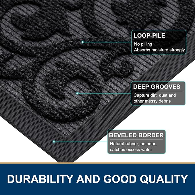 Smiry Welcome Door Mat Outside Entrance, Heavy Duty Trap Dirt and Moisture Easy - Image 4