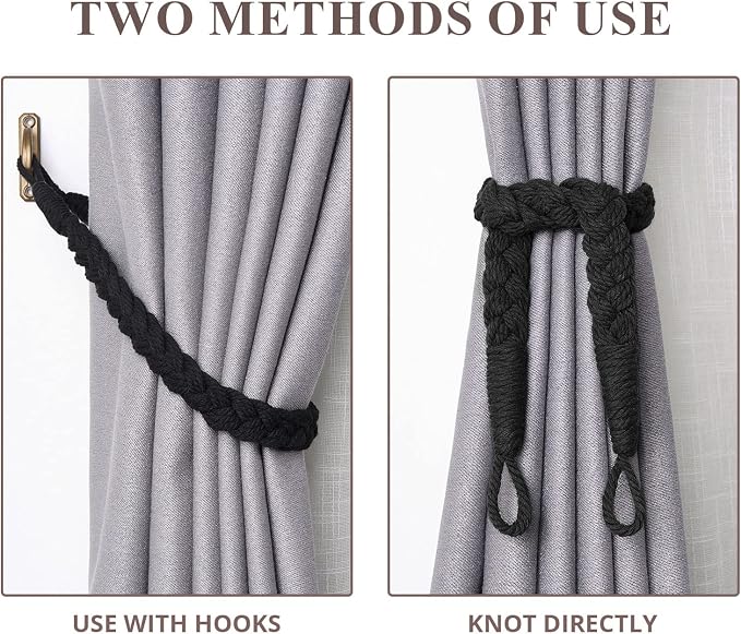 NICEEC 2 Pack Natural Cotton Rope Curtain Tiebacks Elegant Boho Style - Image 4