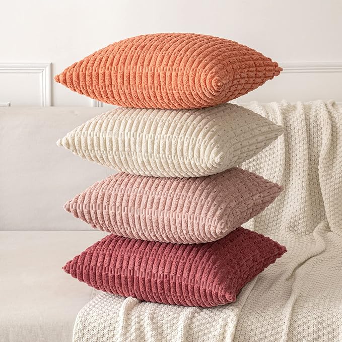 MIULEE Pack of 2 Corduroy Decorative Throw Pillow Covers 18x18 Inch Soft Boho - Image 4
