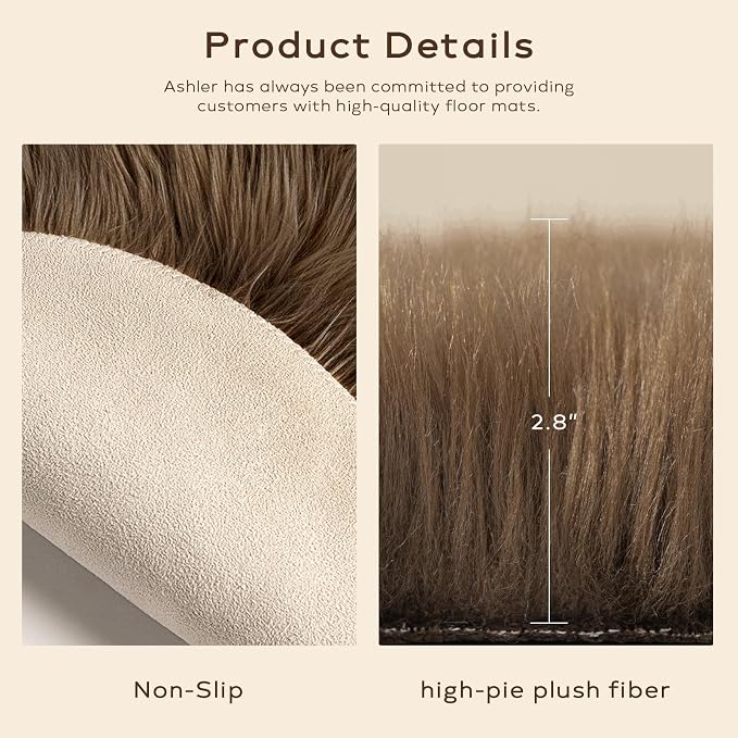 Ashler Faux Fur Rug, Fluffy Shaggy Area Rug Ultra Soft 2 x 6 Feet Sheepskin Fur - Image 5