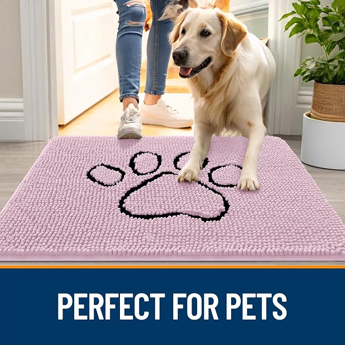 OLANLY Dog Door Mat for Muddy Paws 30x20, Paw Print Design, Absorbs Moisture - Image 6