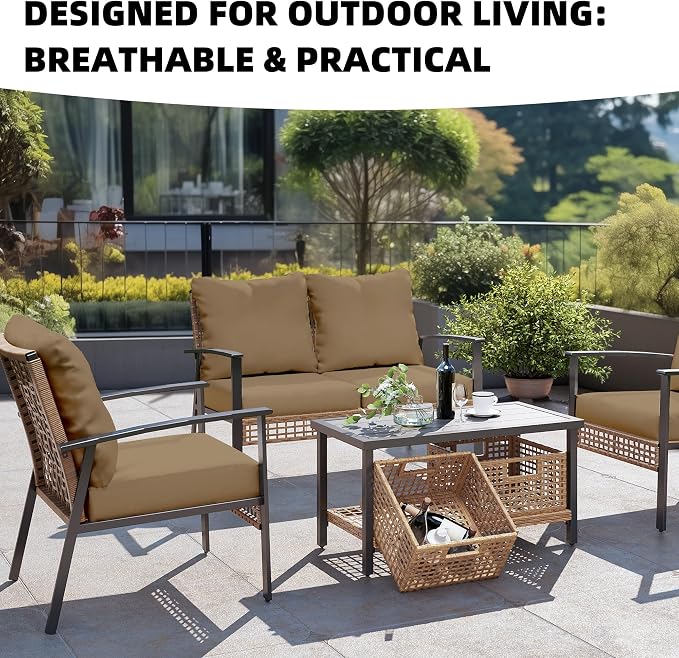 8Pcs Outdoor Cushion Covers, Patio Cushion Covers, Stretch Elastic Slipcovers - Image 4