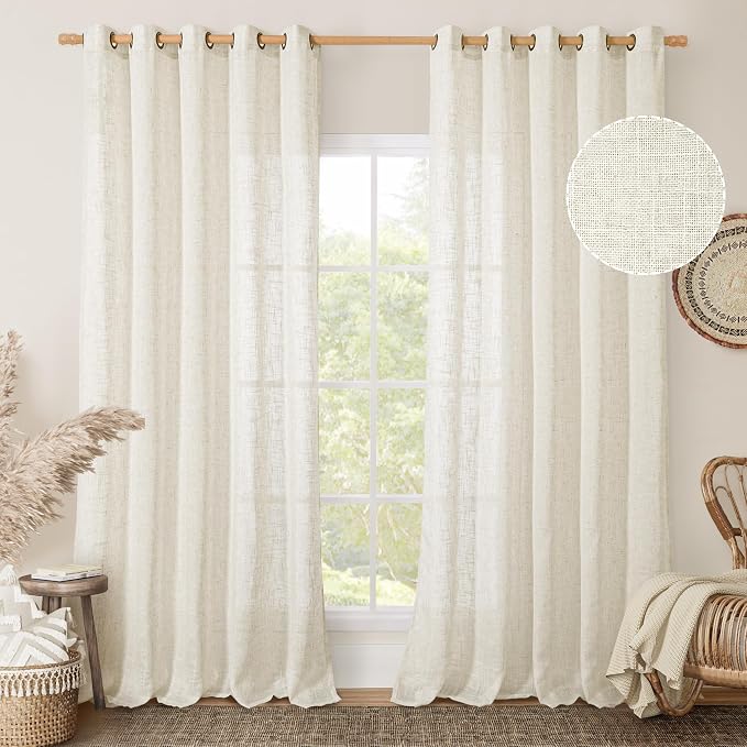 LAMIT Natural Linen Curtains 84 Inches Long by LAMIT