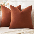 MIULEE Fall Rust Chenille Couch Throw Pillow Covers, 16x16 | Set of 2, Soft by MIULEE
