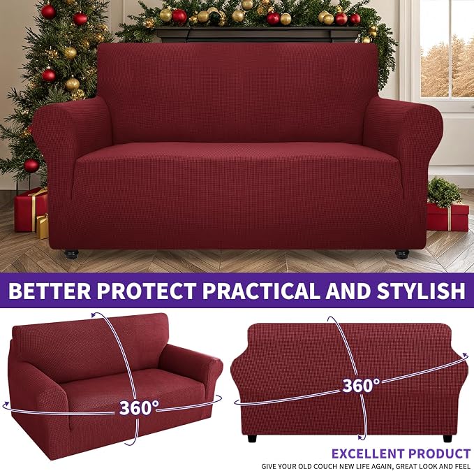 ZNSAYOTX Super Stretch Couch Cover Love Seat Sofa Covers - Image 2