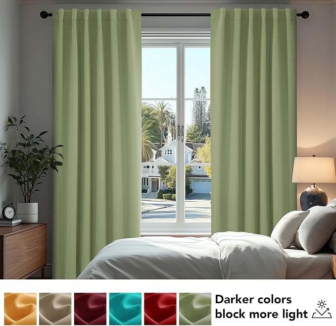 Deconovo Blackout Curtains, Thermal Insulated, W70 x L84 2 Panels, Back Tab - Image 4