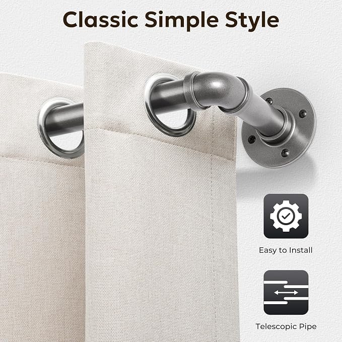 Zeerobee Curtain Rods for Windows 48 to 84, 1 Inch Industrial Wrap Around Grey - Image 9