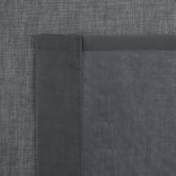 DWCN Dark Gray Sheer Curtains Semi Transparent Voile Rod Pocket Curtains - Image 4
