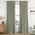 Sage Green 100% Blackout Linen Curtains 94 Inch Length 2 Panels Set by Guken