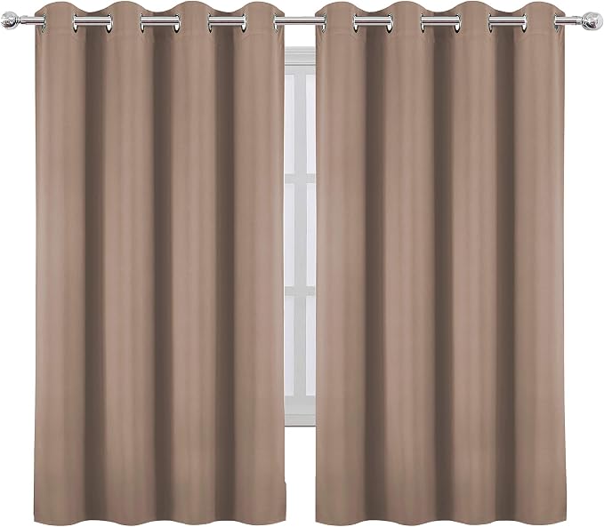 LEMOMO Cappuccino Blackout Curtains 52 x 63 Inch Length/Set of 2 Curtain - Image 2