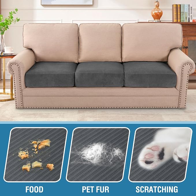 H.VERSAILTEX Velvet Stretch Couch Cushion Cover Plush Cushion Slipcover - Image 3