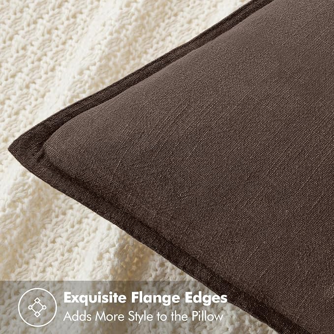 MIULEE Decorative Linen Pillow Covers 16x16 Inch Reddish Brown | Boho - Image 2