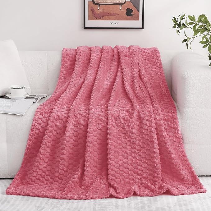 Rose Pink Throw Blanket 108"×90" inches Gifts - Image 2