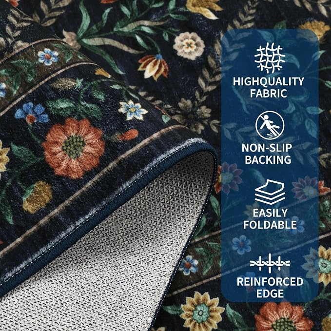 Washable Kitchen Rugs Non Slip 2x6 Hallway Runner Rug Stain Resistant Low Pile - Image 3