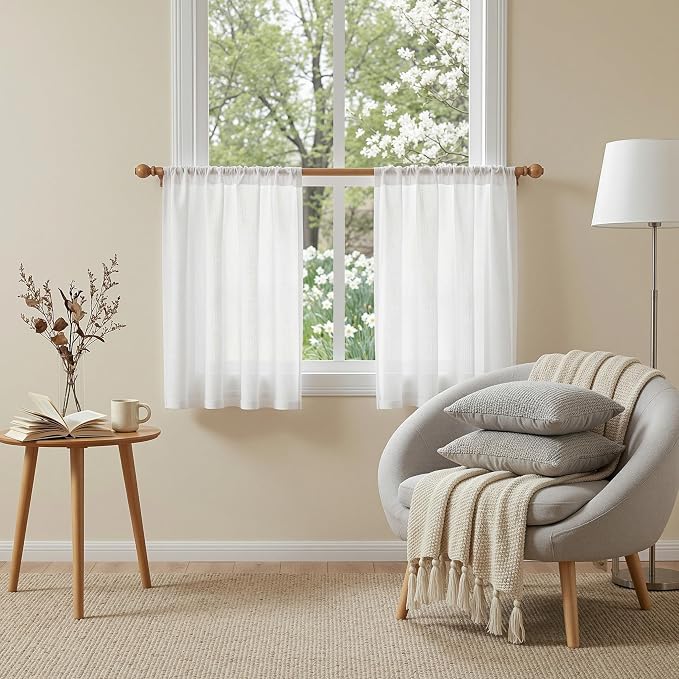 MYSKY HOME White Curtains 24 Inch Long - Image 2