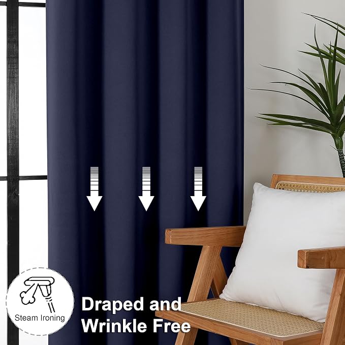 Simplebrand Ava Navy Blue Short Blackout Curtains - Image 7