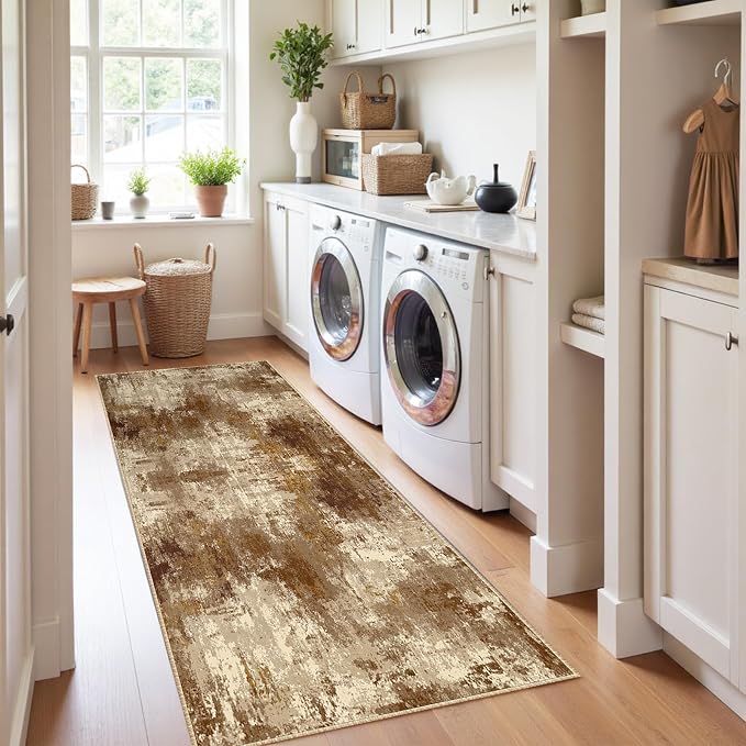 Washable Area Rugs 2'x8' Non-Slip Modern Abstract Soft - Image 3