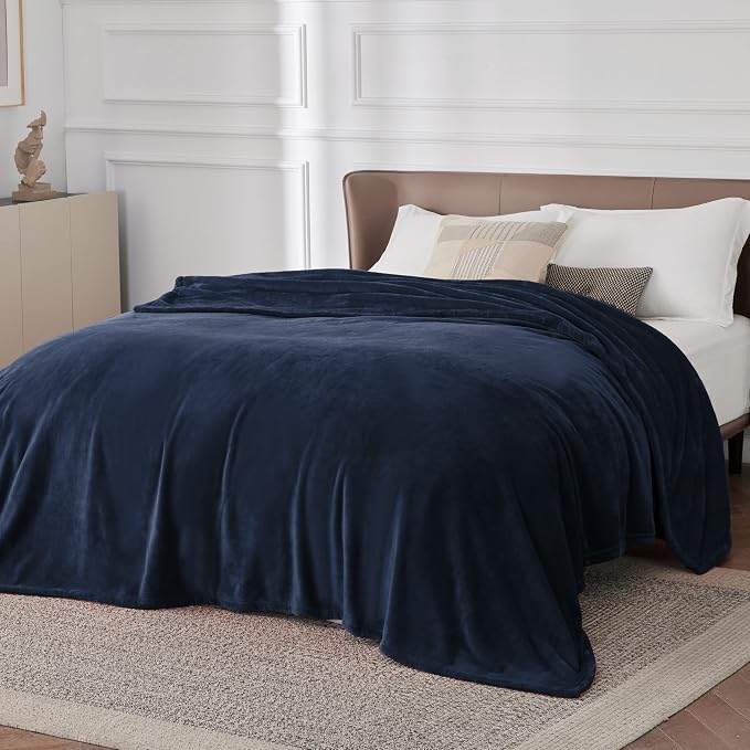 Bedsure GentleSoft Fleece Bed Blankets Large Size Navy - Image 2