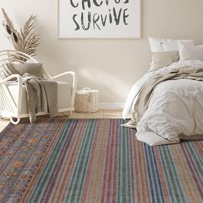 Nakagishi 6X9 Area Rugs Living Room: Washable Large Vintage Rug Neutral - Image 7