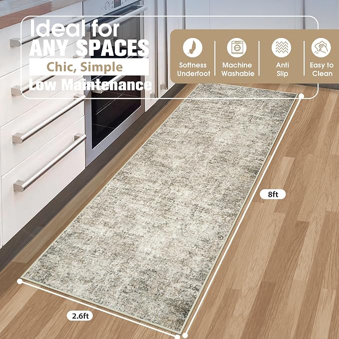 Runner Rug for Hallways Kitchen 2'6"x8' Washable Non Slip: Carpet Non Skid 8ft - Image 2