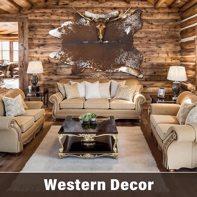 AROGAN Western Decor Faux Fur Cowhide Rug, 6.2x7 Feet Premium Animal Skin Cow - Image 5