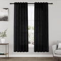 Black Semi Sheer Linen Curtains 72 inch Length by Nanspring