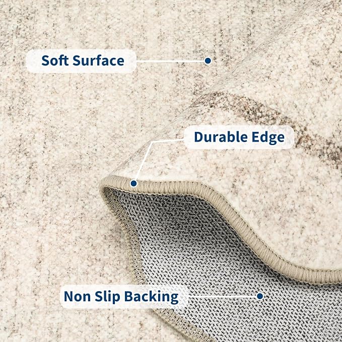 GarveeHome Scalloped Washable Round Rugs Non-Slip Round Rug 4 ft - Image 5