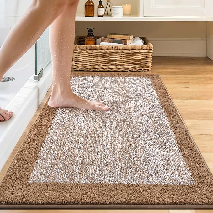 48x24 Long Bathroom Rugs Washable Non Slip, Coffee Bath Mat - Image 2
