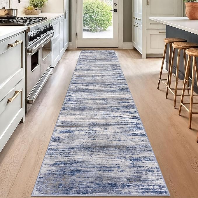 KOZYFLY Modern Abstract Hallway Runner, 2x12 Washable Rug Runner Non-Slip Soft - Image 3