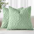 decorUhome Throw Pillow Covers 18x18 Inch Set of 2, Soft Plush Faux Wool Sage by decorUhome