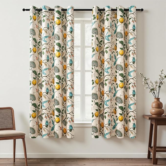 Topfinel Beige Floral Curtains 63 Inch Length 2 Panels Aesthetic Unique Rustic by Topfinel