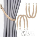 NICEEC 4 Pack Natural Cotton Rope Curtain Tiebacks Elegant Boho Style by NICEEC