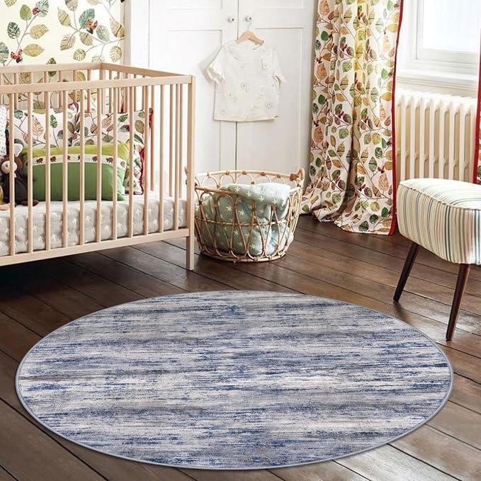 KOZYFLY Modern Abstract Circle Rug 3Ft, Washable Kitchen Round Rug Non-Slip - Image 5