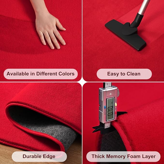 Amearea 5x5 Square Area Rugs for Bedroom Living Room, Modern Red Thickened - Image 5